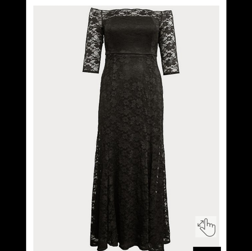 Special Occasion Black Lace Off Shoulder Gown
